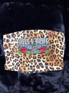 Guns N' Roses Leopard Print Strapless Crop Top